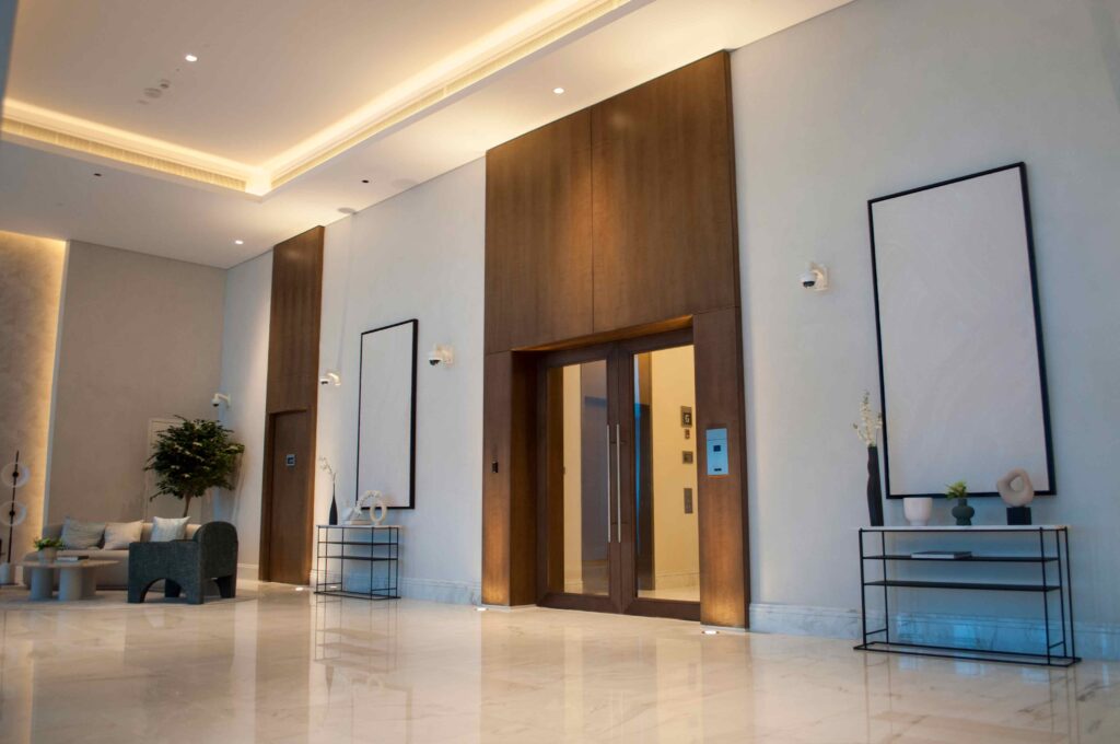 Furnished interior with feature walls and decorative paint finishes by SurfaceLab in Dubai