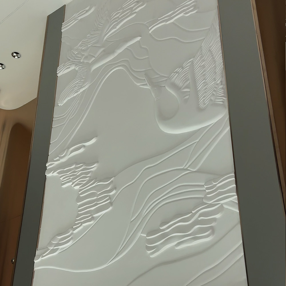 Full 3D wall feature with marine-inspired textures in UAE