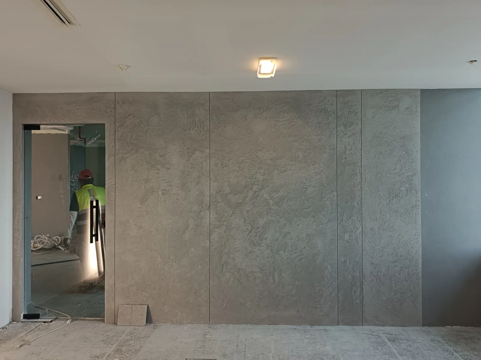 Mineral plaster across a full feature wall